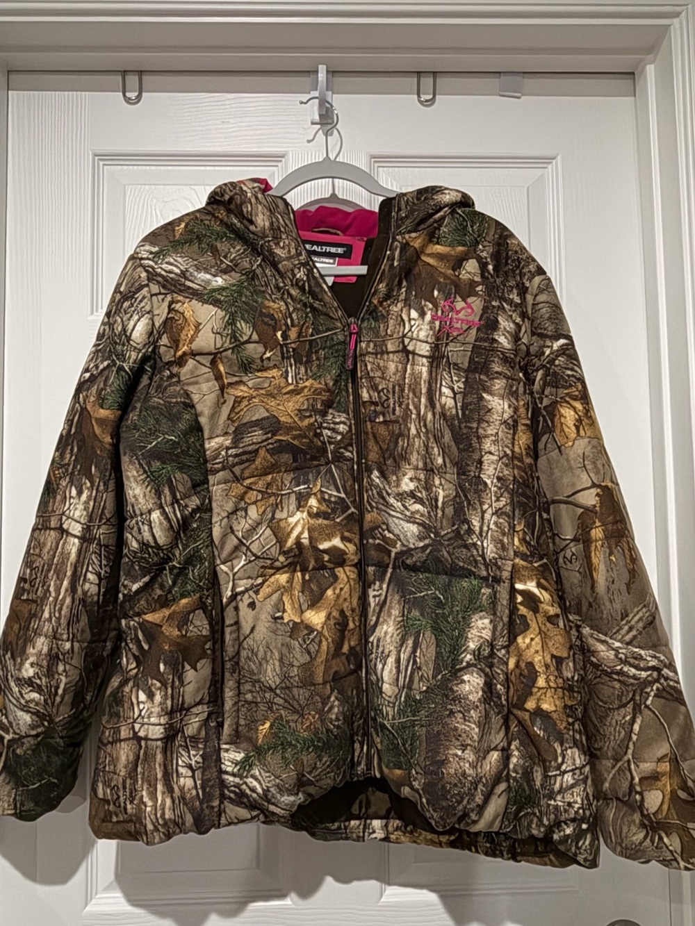 Realtree Camouflage Puffer Jacket with Pink Trim
